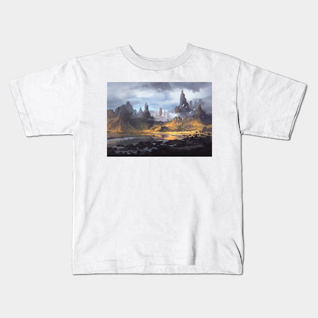 Mt Alebur Kids T-Shirt by Digitalhadz